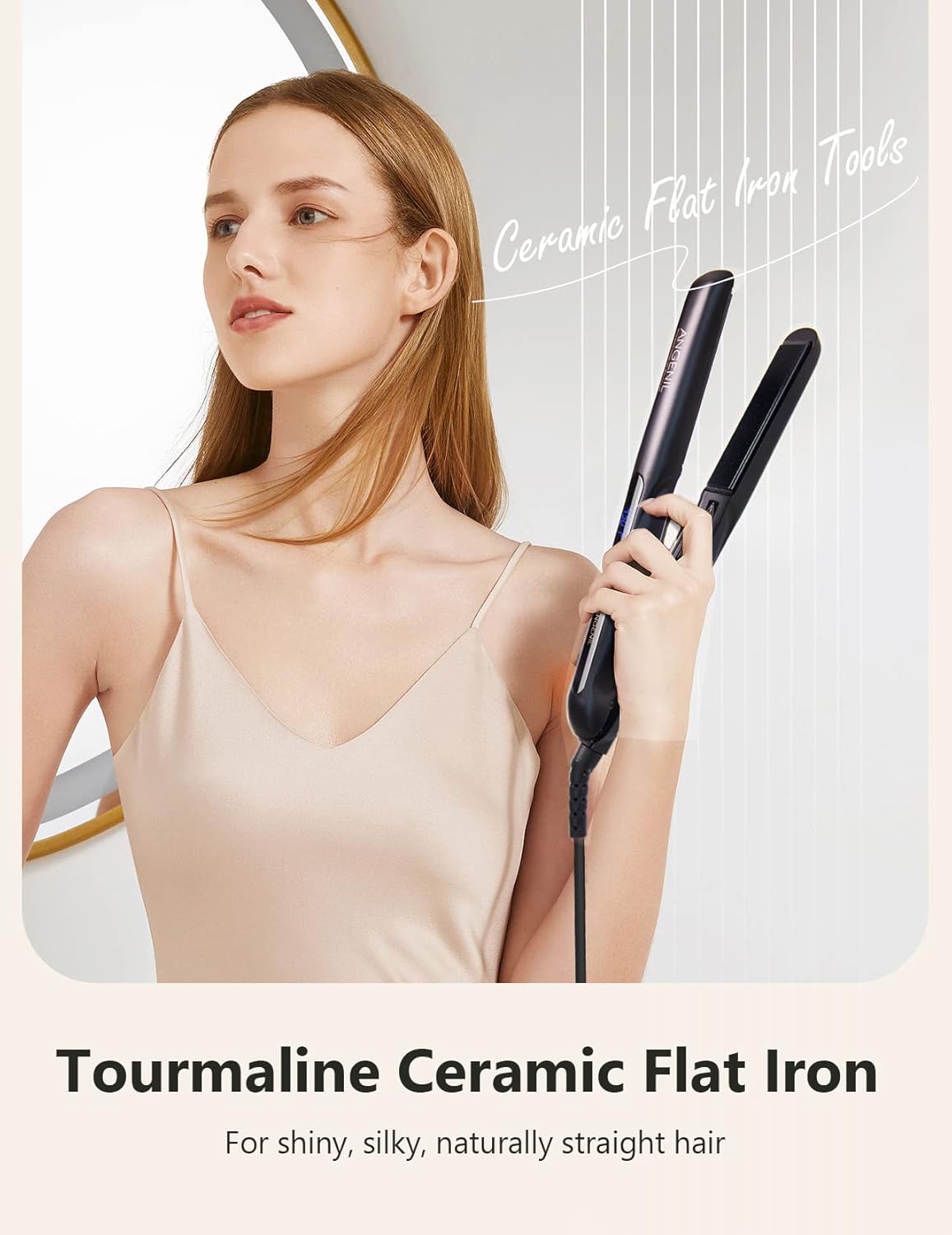 ANGENIL 2‑in‑1 Ceramic Tourmaline Mini Hair Straightener & Curler – UK