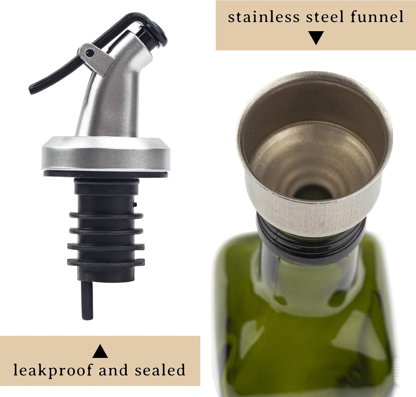 Ezebesta 470ml Lead-free Extra Virgin Olive Oil Glass Dispensers with Nozzles and Customized Elegant Labels