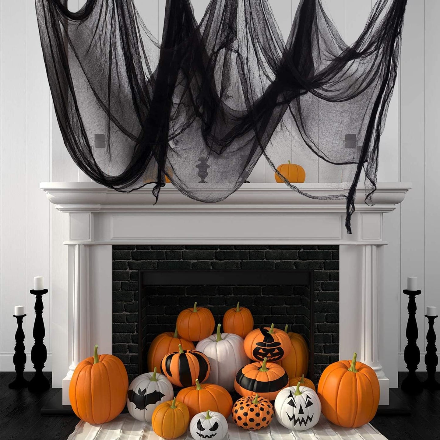 Mauts Halloween Creepy Cloth 315×39-in Black Spider Web Decoration Large Drapery