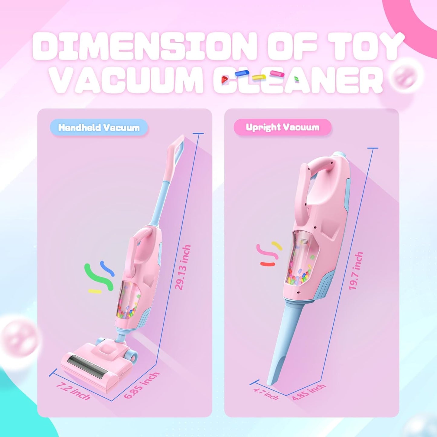 Toy Choi Kids Cordless Vacuum Toy with Sound & Ball Popping – Pretend Play Hoover