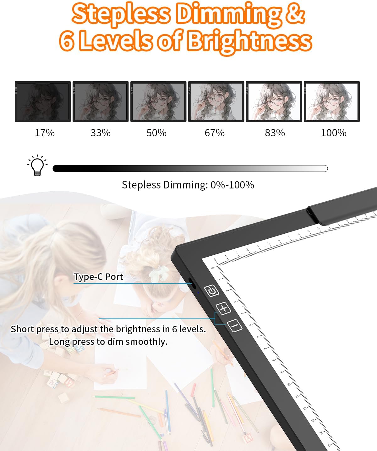 KEIWRLIGHT A4 Rechargeable LED Light Board / Tracing Pad – 6 Brightness Levels