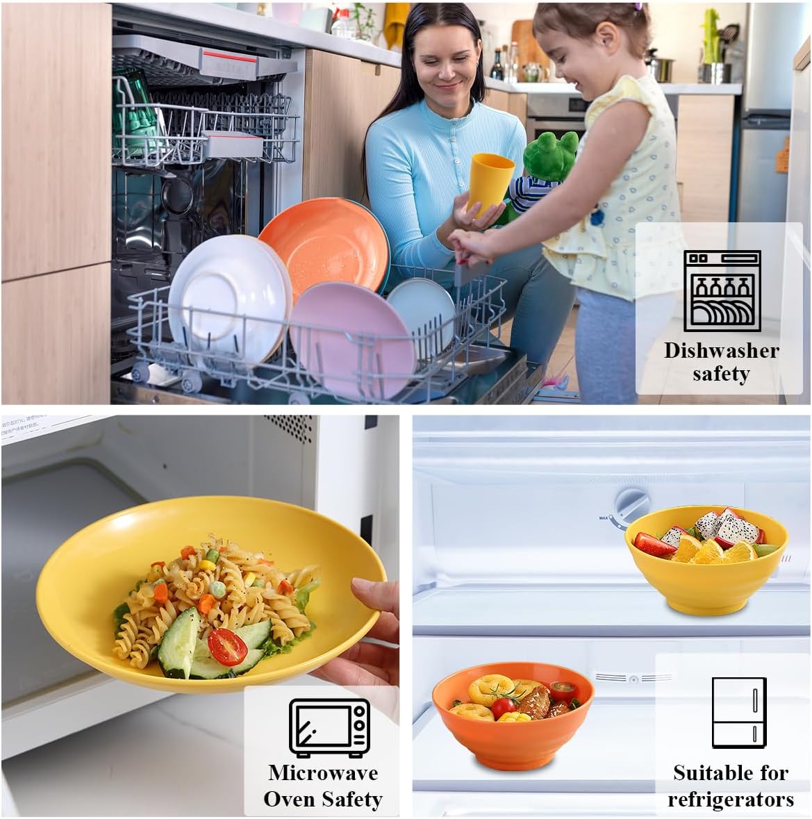 Evanda 28‑Piece Multi‑Colour Plastic Dinnerware Set – BPA‑Free, Microwave & Dishwasher Safe