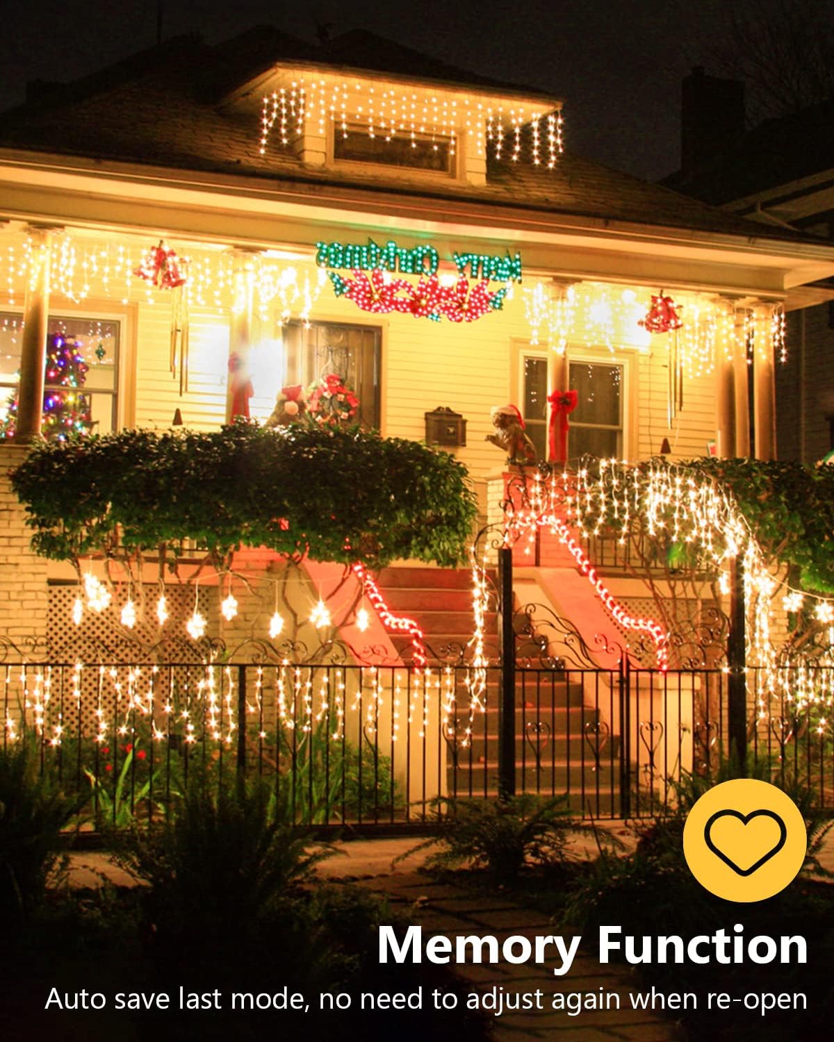 LEDYA 500 LED 18m Warm White Outdoor Icicle Lights – Waterproof