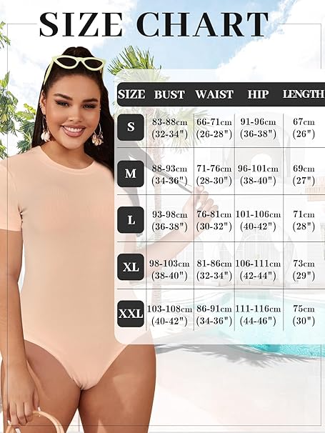 Womens Short Sleeve Bodysuit Slim Fit Stretch Casual Top Nude
