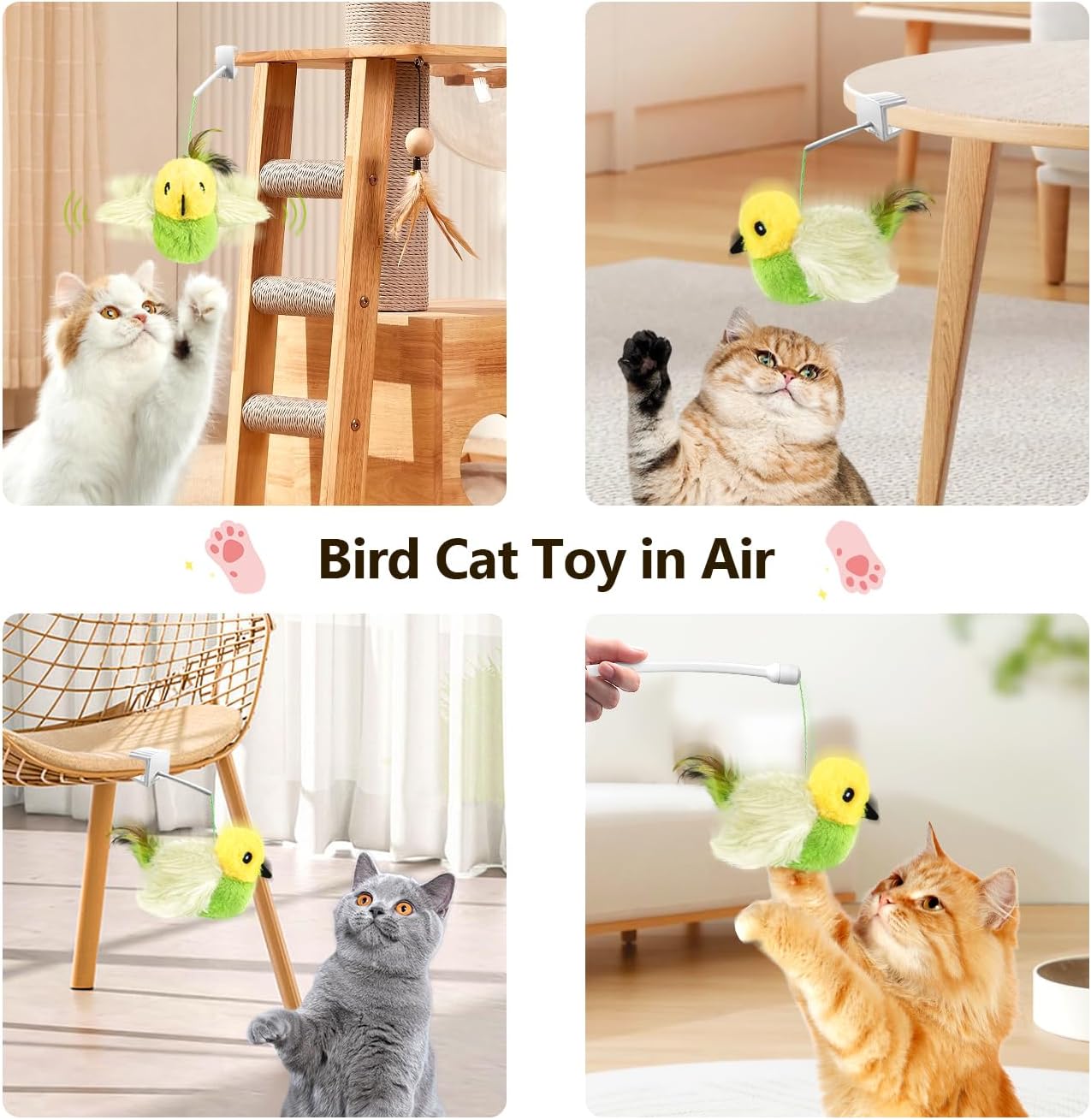 Migipaws Rechargeable Flapping Bird Cat Toy w/ Catnip – Interactive Indoor Kitten Fun