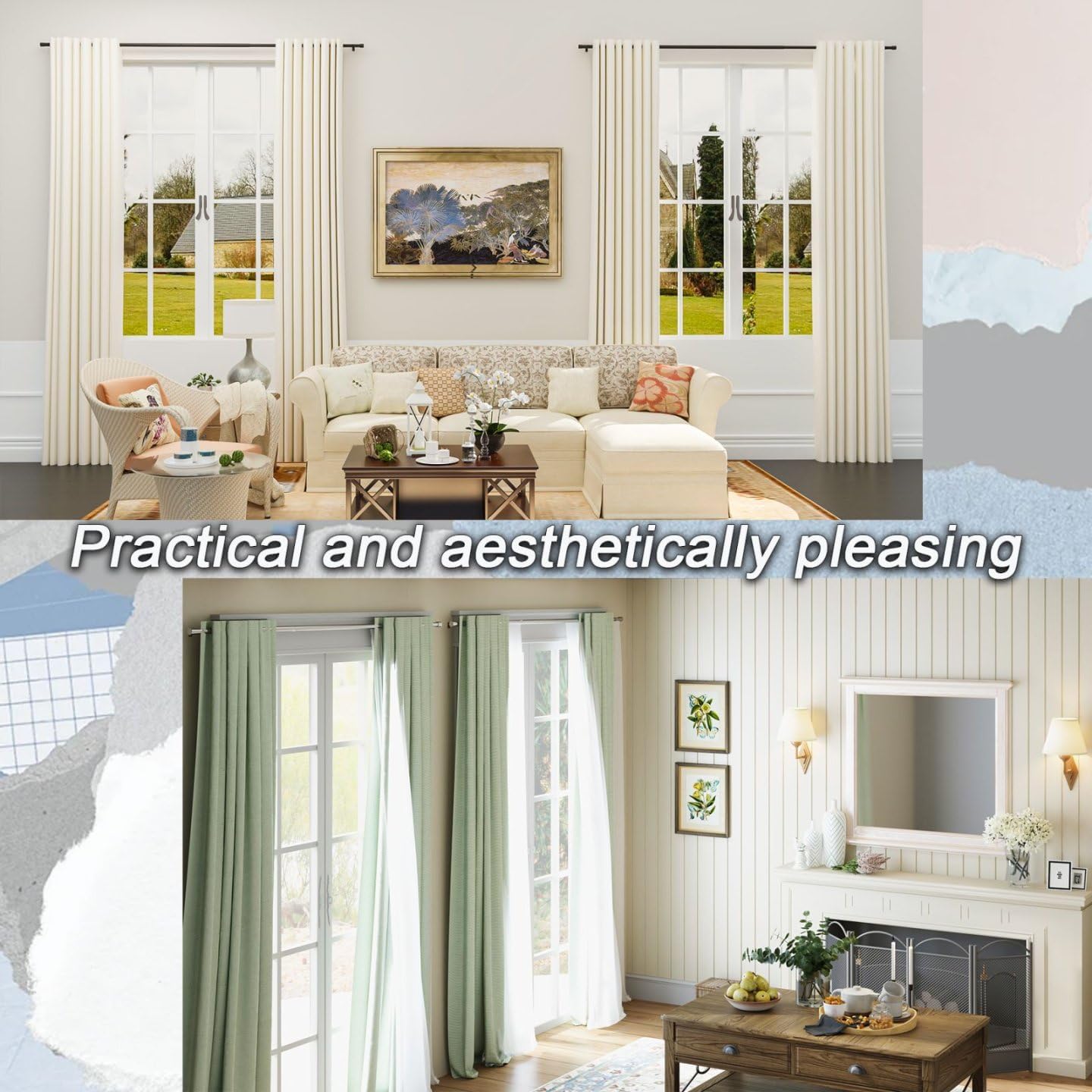 Venwemong Extendable Curtain Pole 180‑260 cm Heavy‑Duty Steel with Cap Finials