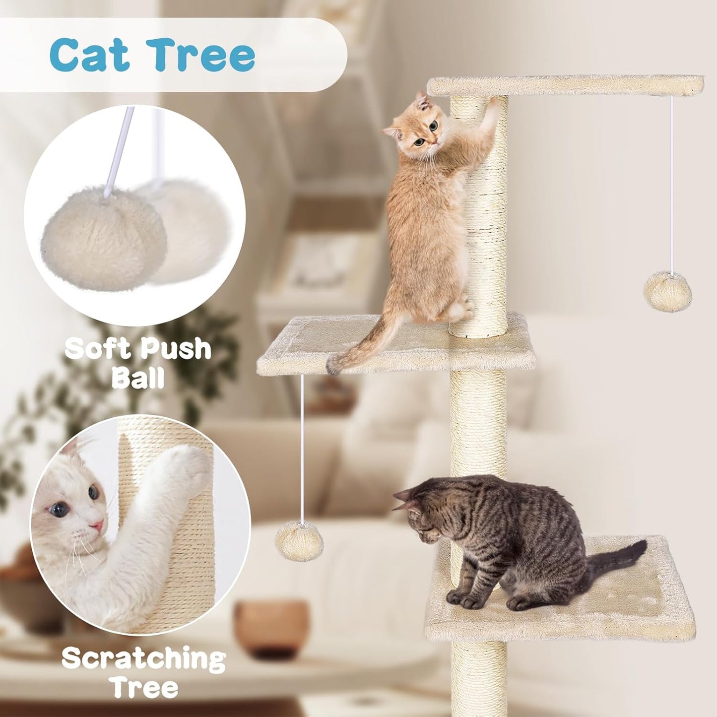 MASTERTOP 4‑in‑1 Wall Mounted Cat Furniture Set – Climbing, Scratch & Perch