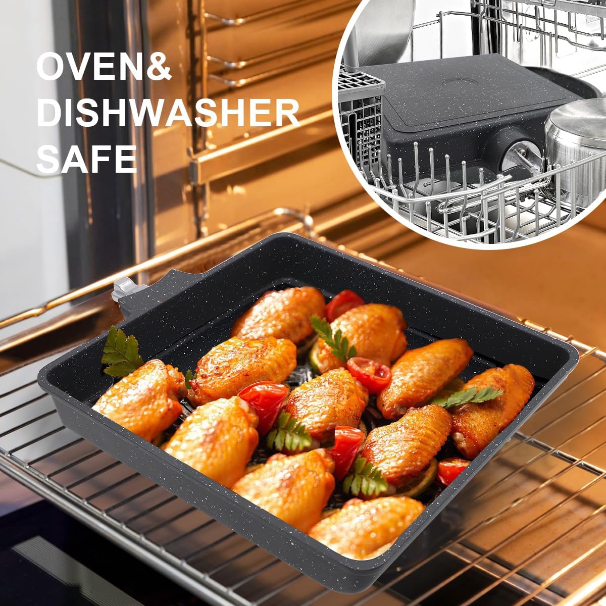 AIKENBBKK Large Tamagoyaki Japanese Omelette Pan 23×21cm – Non‑Stick, PFOA‑Free