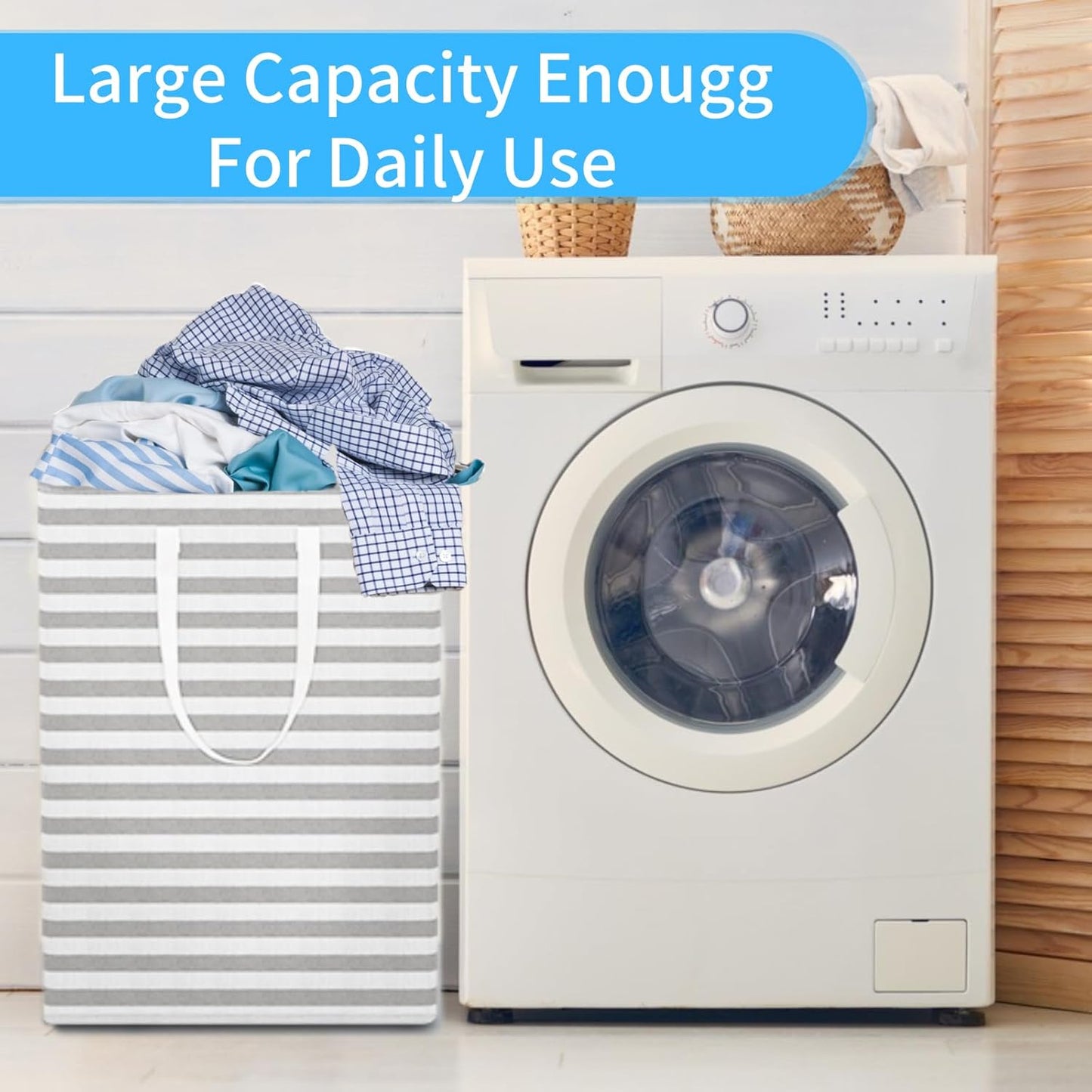 DONGDA 75L Large Collapsible Laundry Basket Waterproof Linen Storage Hamper