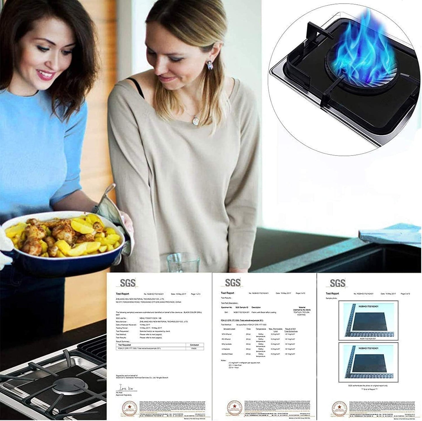 MSDADA 8pc Gas Hob Burner Covers & 2 Silicone Gap Protectors