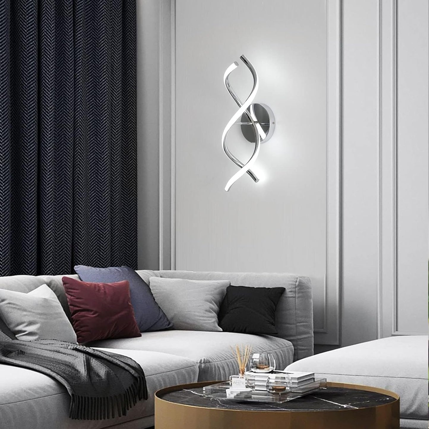 EIDISUNY 24W LED Spiral Wall Lamp – Modern Cool White Designer Wall Light