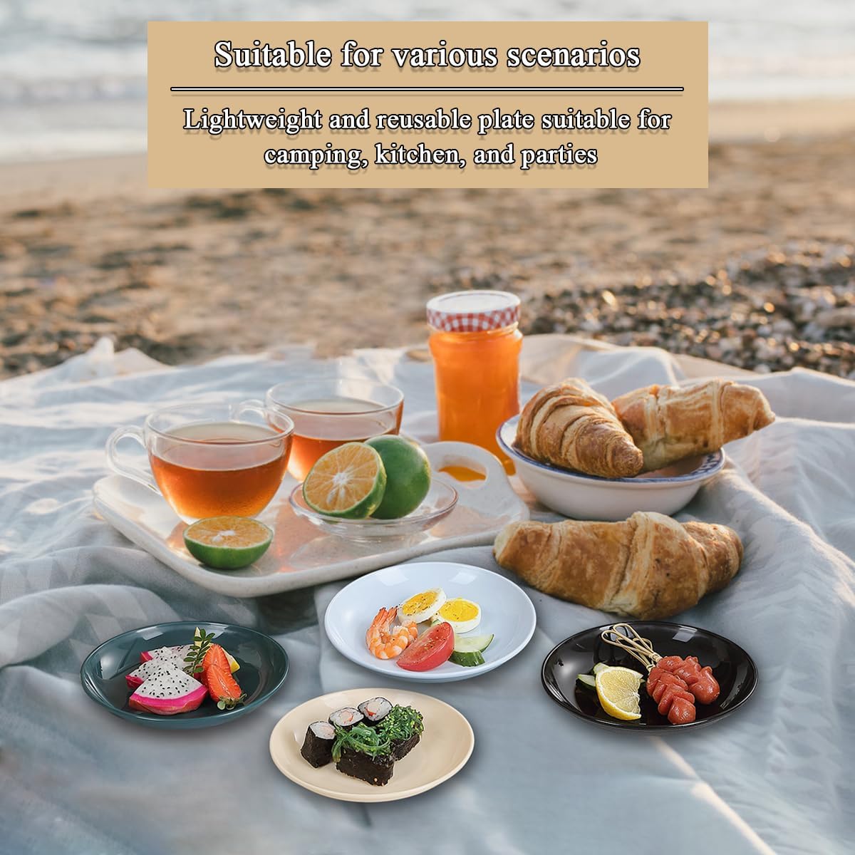 Evanda 16 cm Multicolour Unbreakable Plastic Plates ×8 – BPA-Free, Microwave Safe