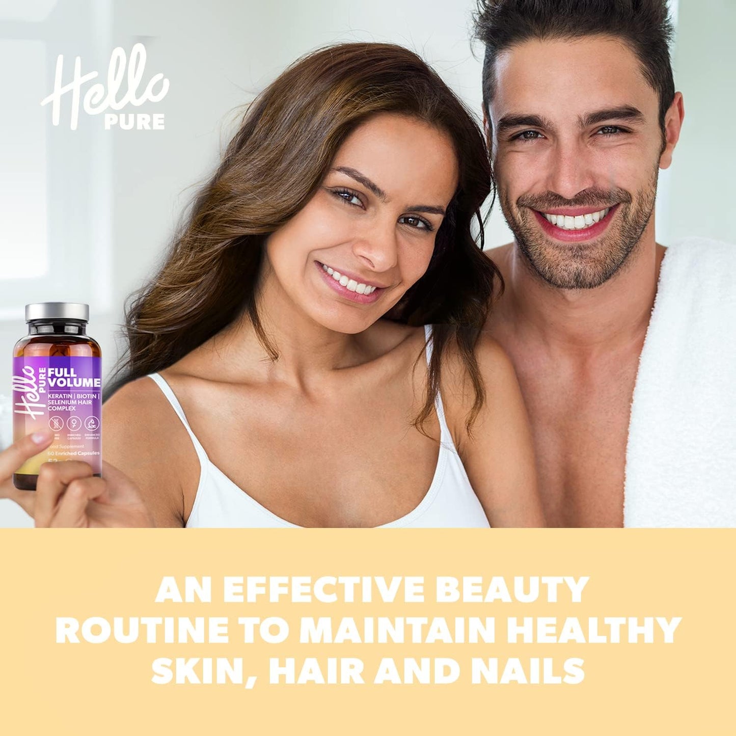 Hello Pure Full Volume Hair Growth Vitamins ‑ Biotin & Keratin Blend ‑ 60 Capsules