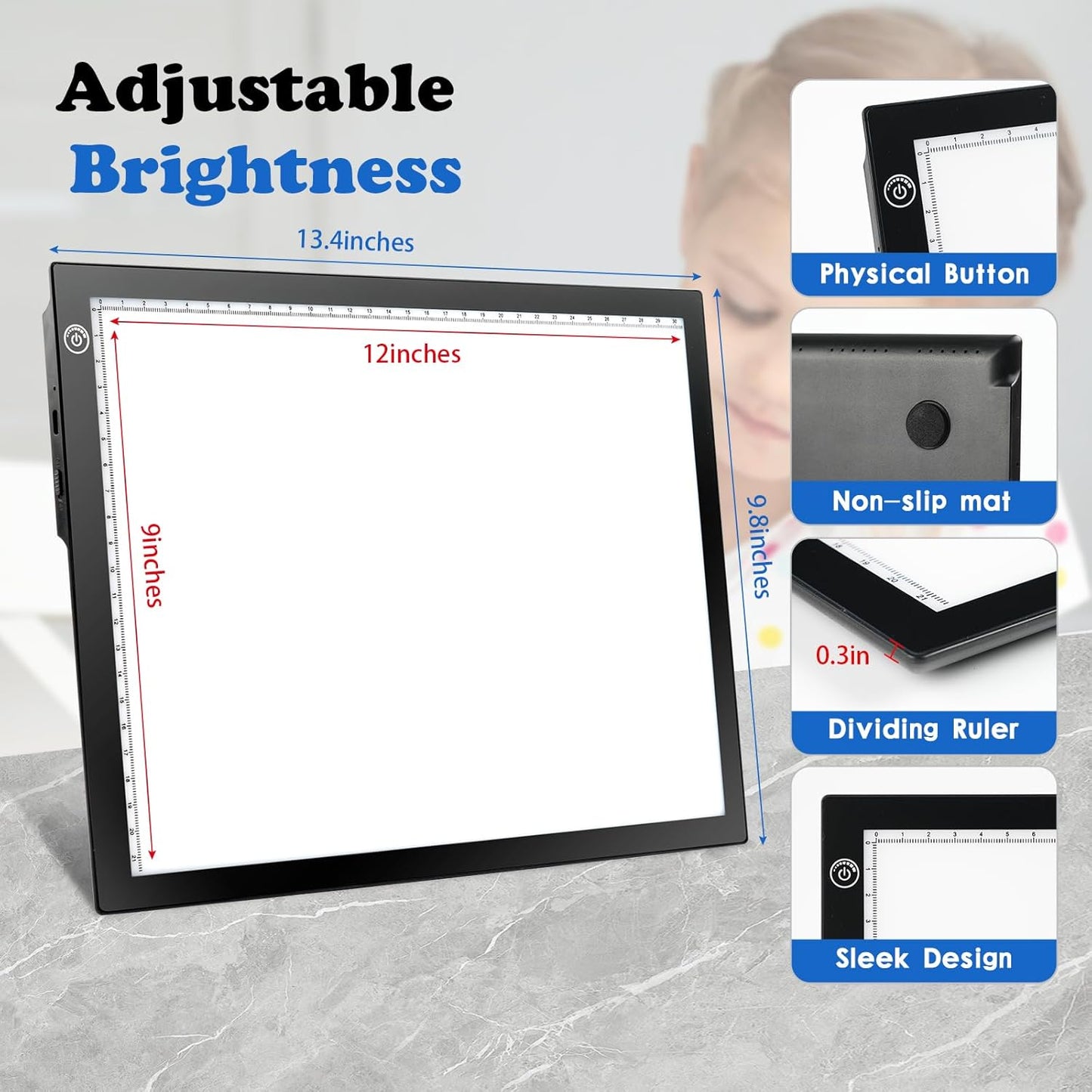 RTjoy A4 LED Light Tracing Pad, Portable Rechargeable Drawing Tablet
