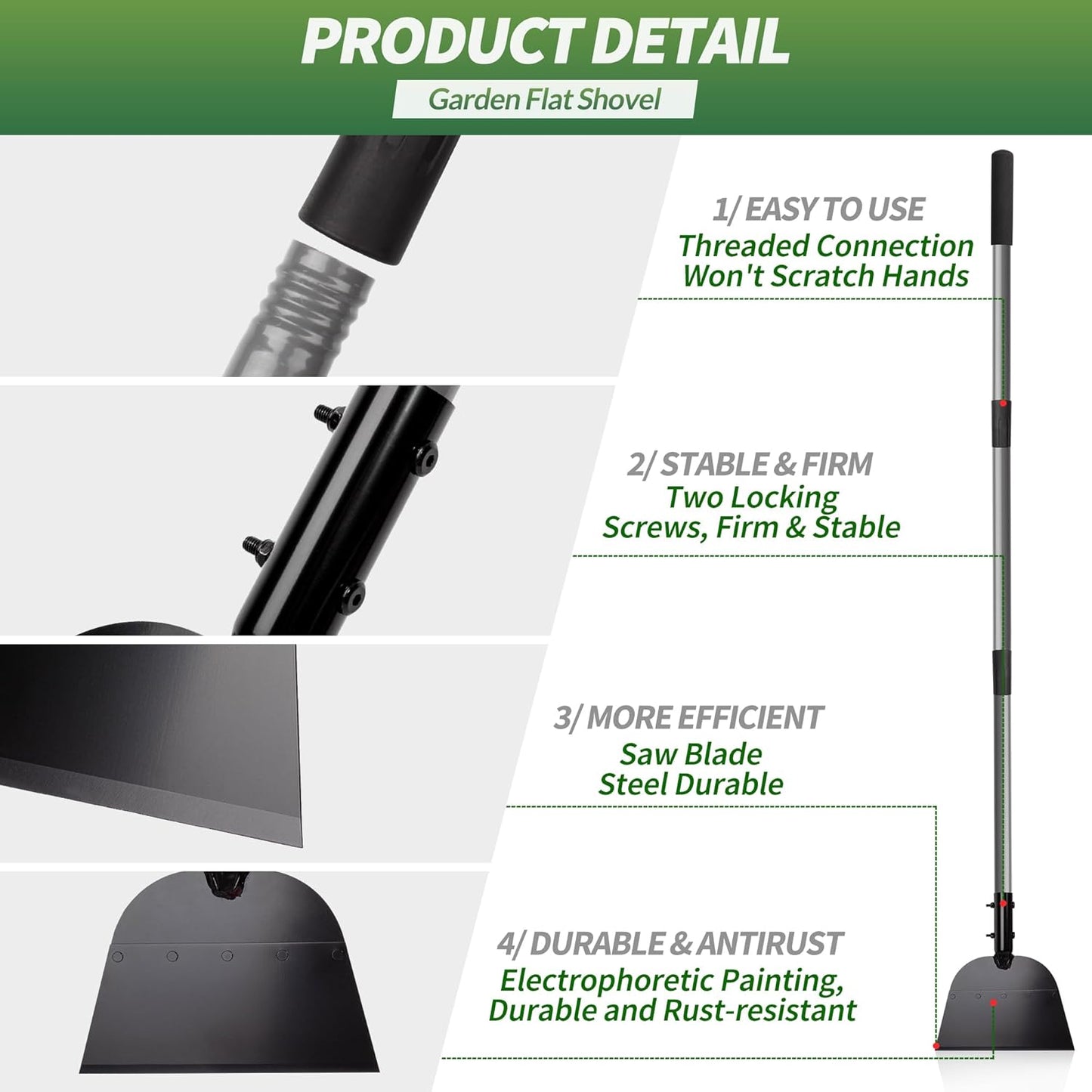 Walensee 54″ Garden Flat Shovel & Scraper – Lawn Edging, Weed Removal, Ice/Driveway
