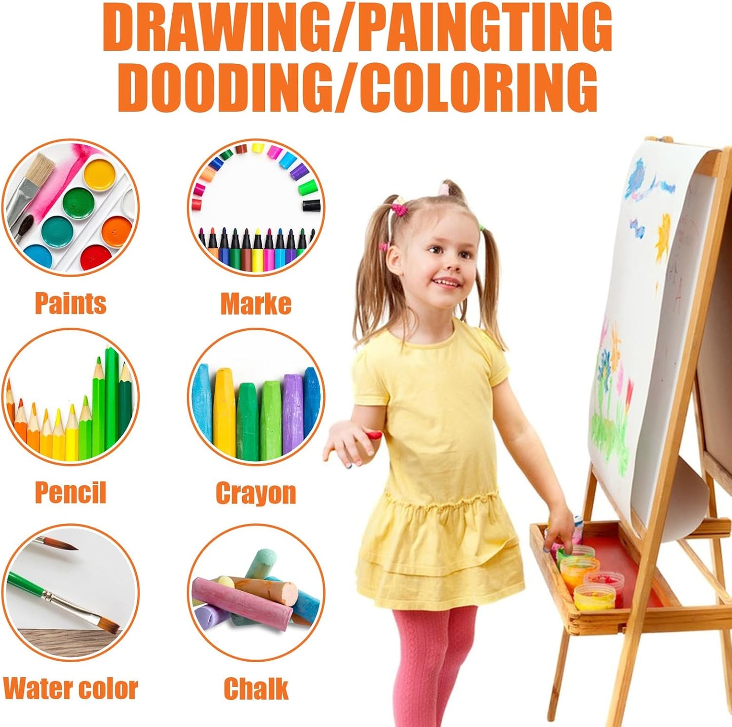 3 Rolls Easel Art Paper 43cm x 20m Kid's Drawing Craft White Bond Roll