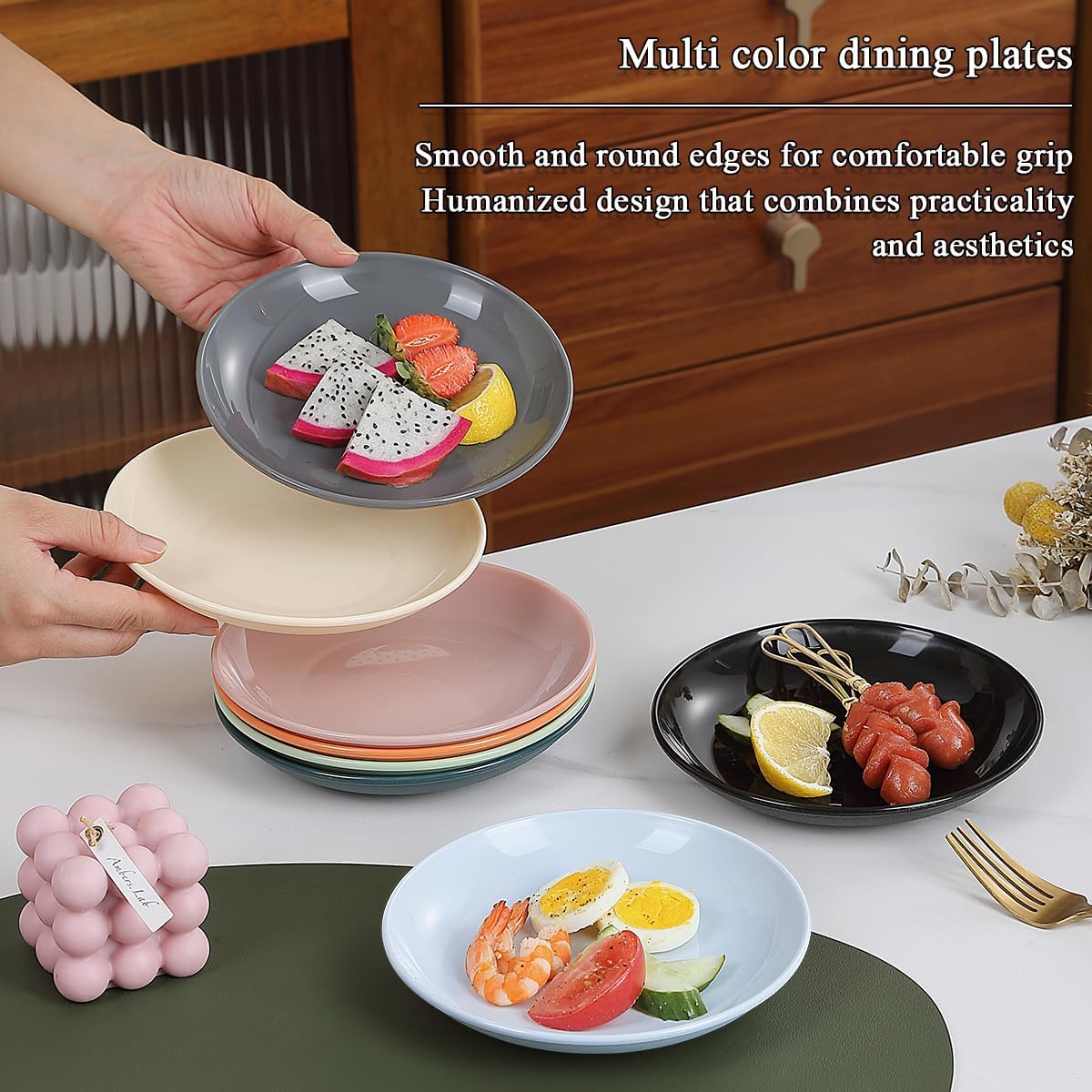 Evanda 16 cm Multicolour Unbreakable Plastic Plates ×8 – BPA-Free, Microwave Safe