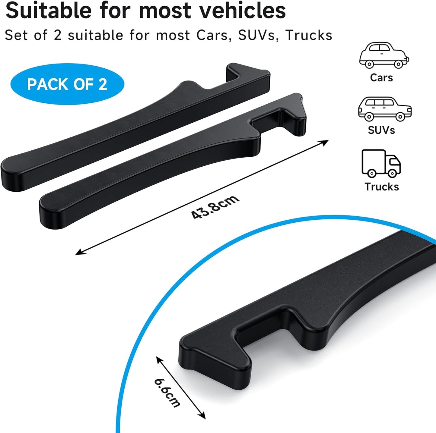 Givifive Car Seat Gap Filler 2‑Pack – Soft Foam (Dark Black)