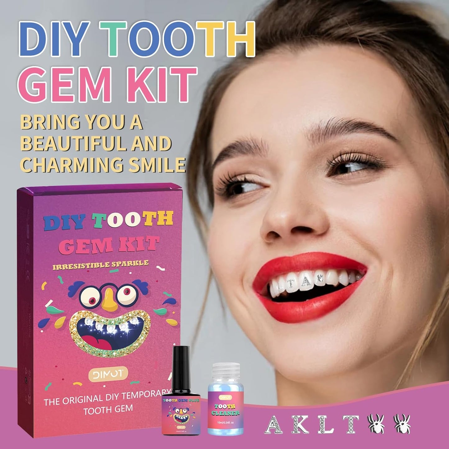 Tseriact DIY Tooth Gem Kit – 125 Sparkling Crystals, Applicators & Adhesive