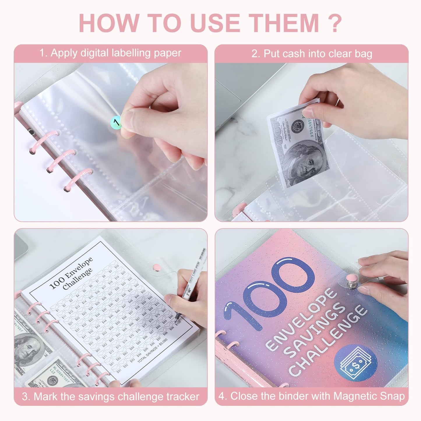 100 Envelopes Money Saving Challenge Binder 2025 • Cash Envelope Budget System