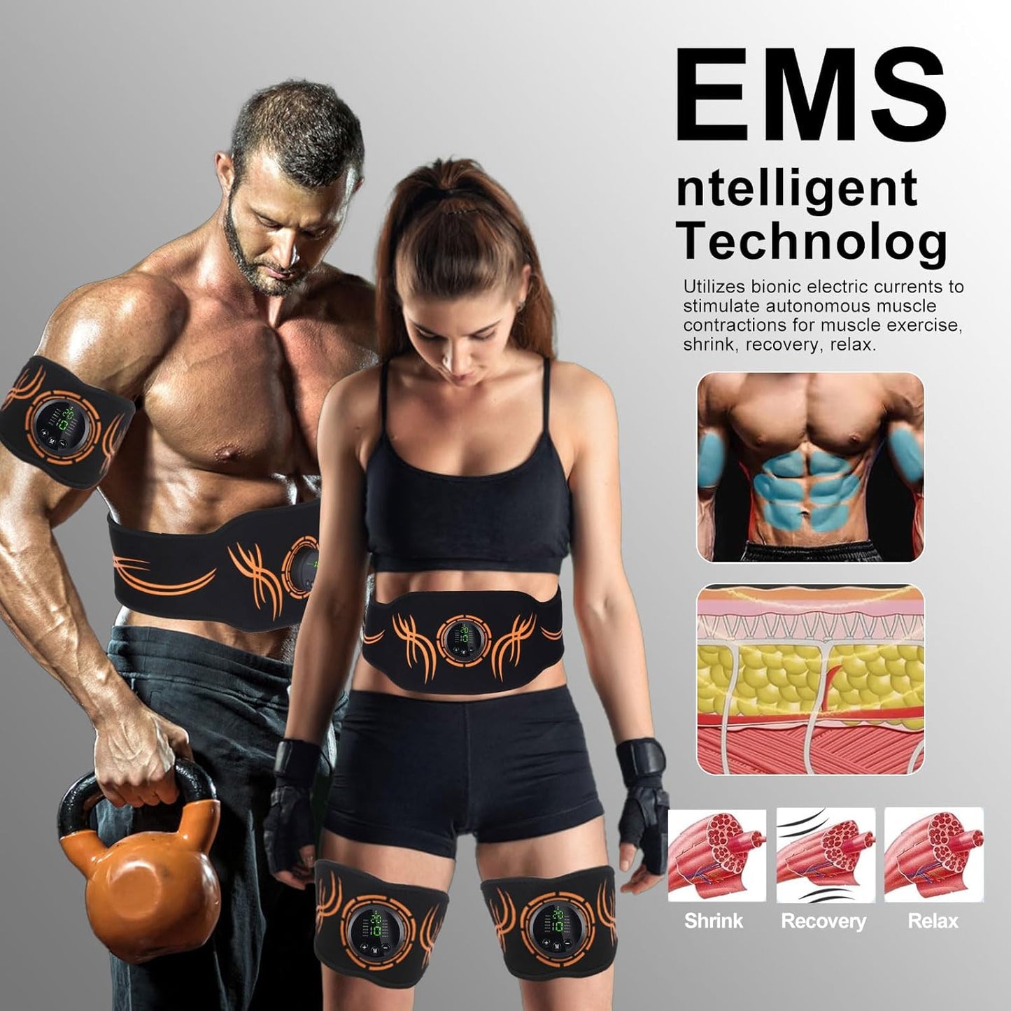 UIHOL EMS Abs Muscle Stimulator Trainer – Adjustable Intensity Core Generator