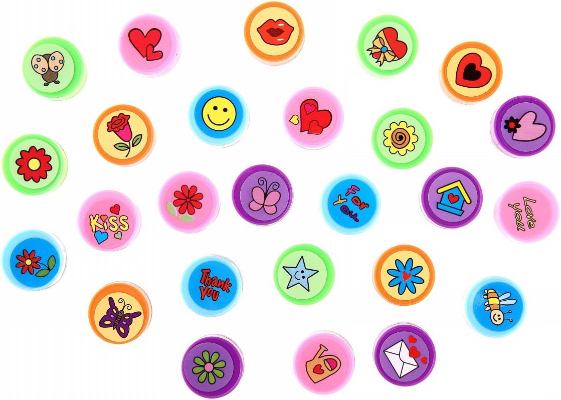 LUCKYBIRD 26 Self‑Inking Toy Heart Stamps – Colourful, Mess‑Free, Kids Craft Fun
