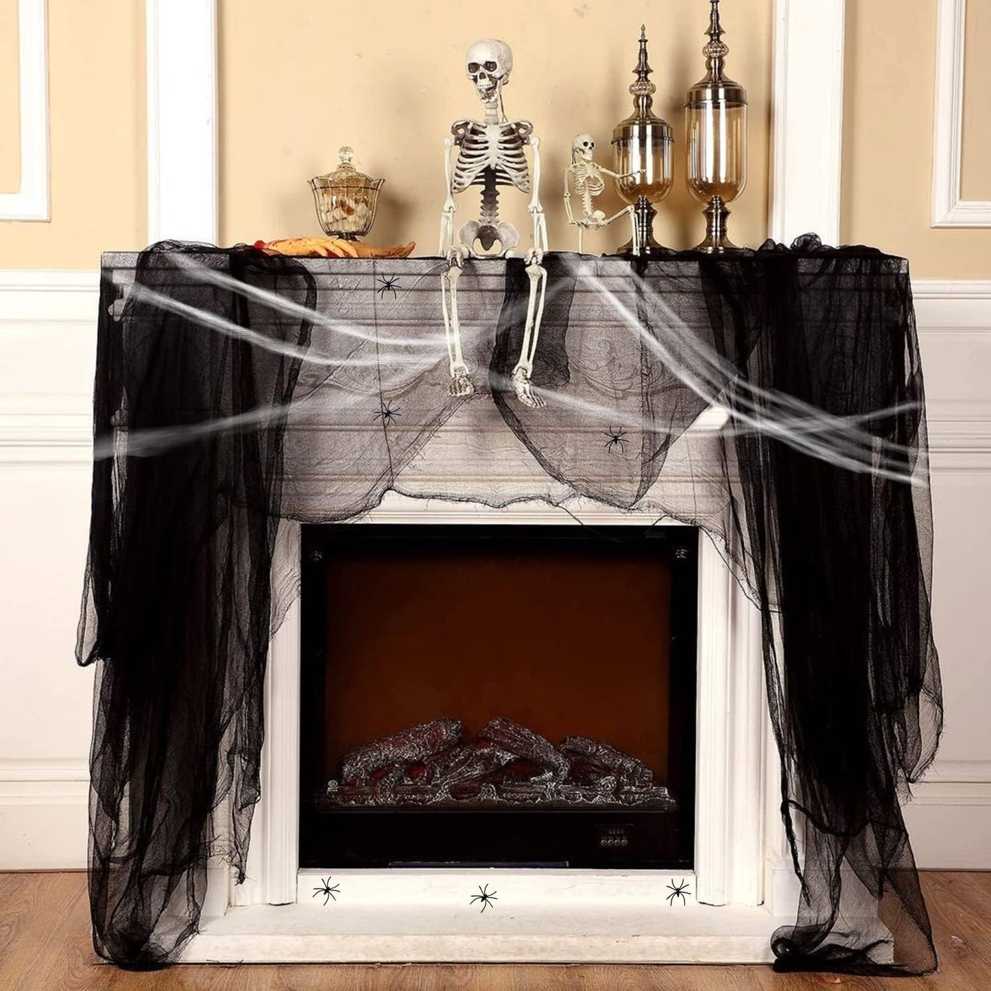 Mauts Halloween Creepy Cloth 315×39-in Black Spider Web Decoration Large Drapery