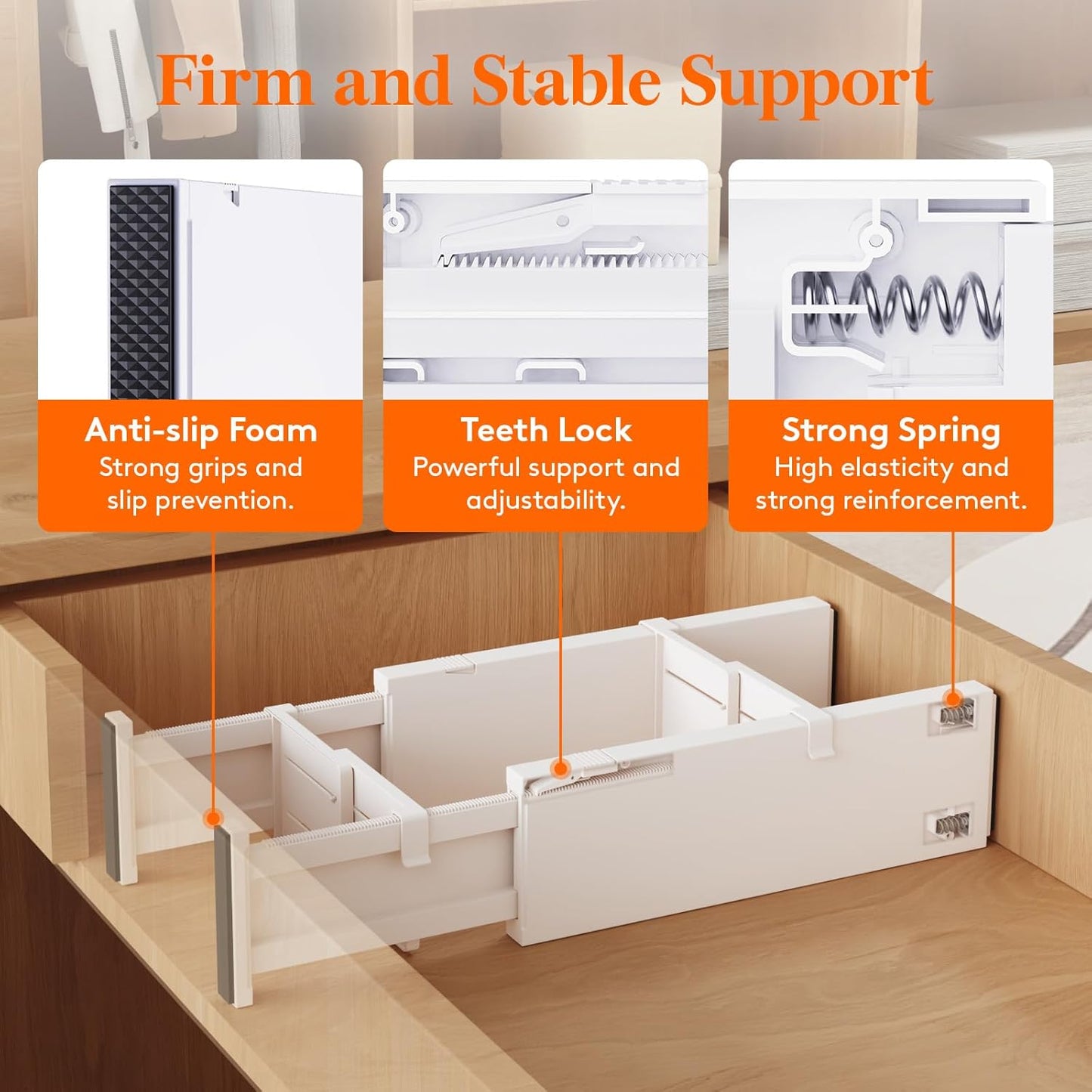 Lifewit Adjustable Drawer Dividers 6‑Pack (40–56 cm) – Slim 6 cm Plastic Organiser