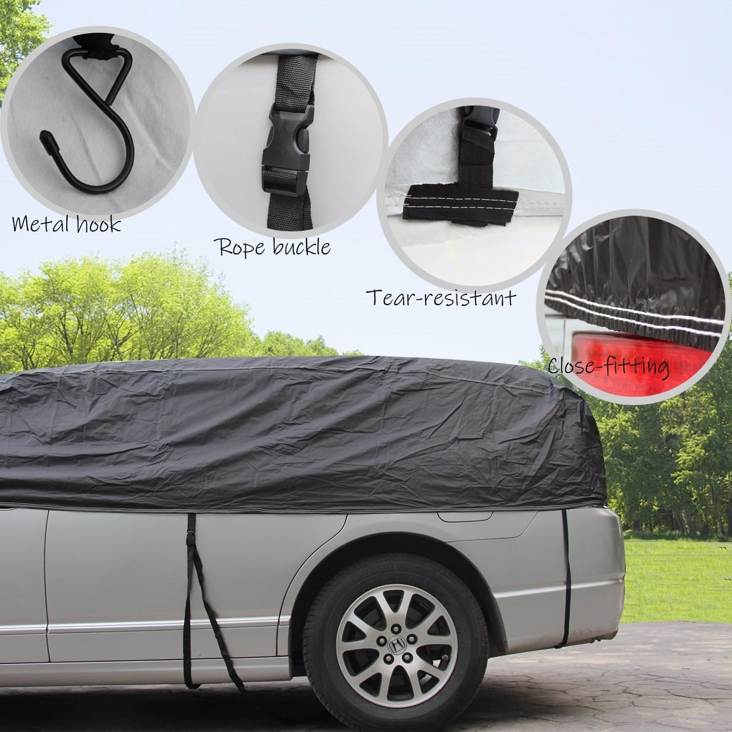 BEXITA Half Car Cover Waterproof for Windscreen & Rear – Snow, Frost & Rain Shield