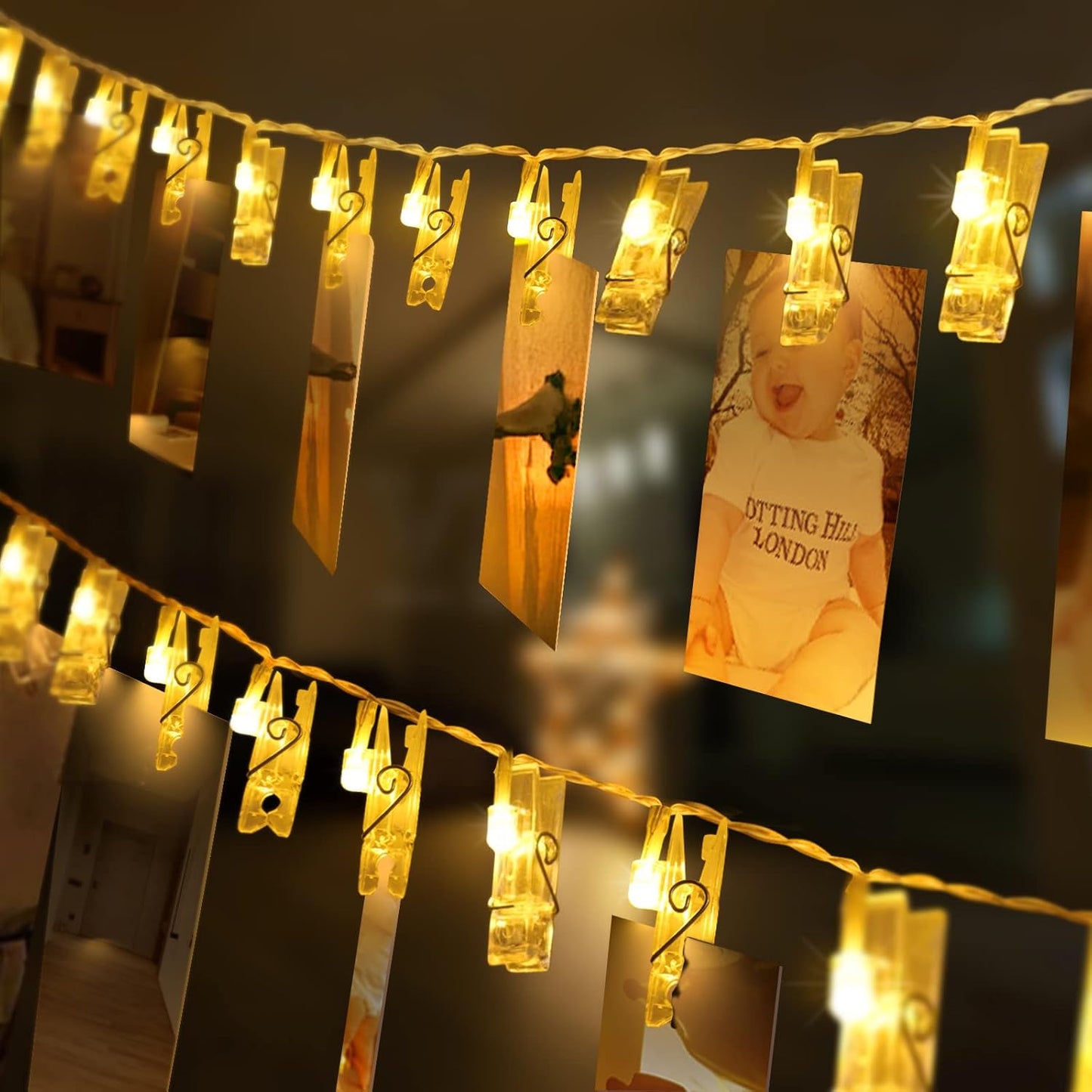 6 m 40 LED Photo Clip String Fairy Lights ‑ Battery Operated Wall & Room Décor
