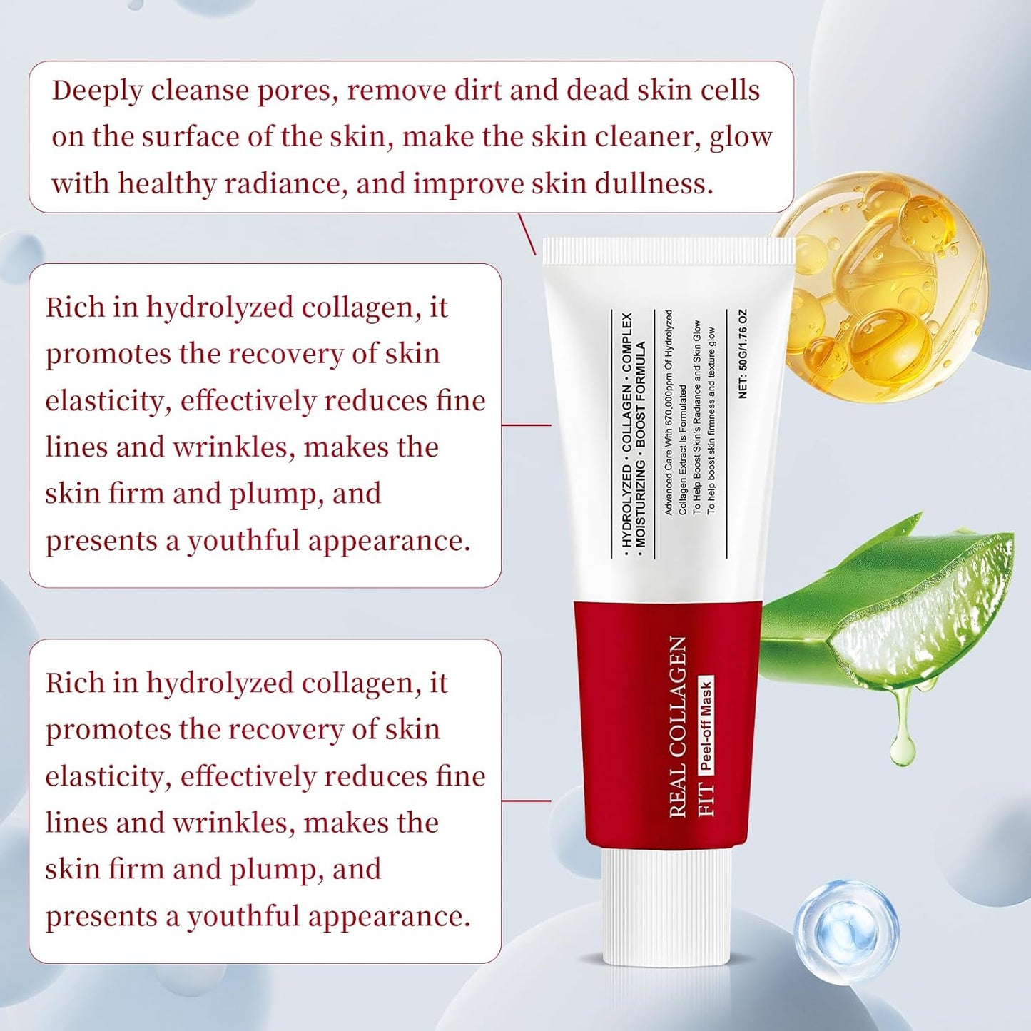 LuGirlre Collagen Peel‑Off Face Mask 2‑Pack – Hydrating & Firming “Glass Skin”