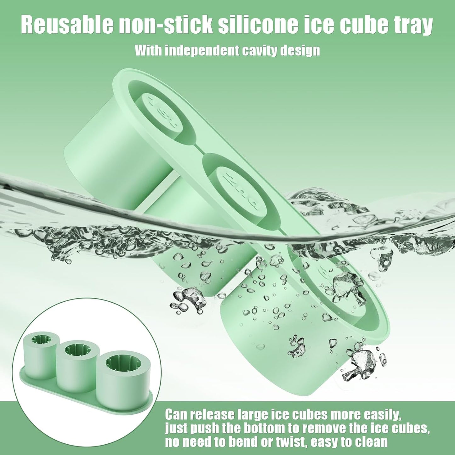 Large Silicone Ice Cube Tray for 30-40 oz Cups – Easy Release & Reusable