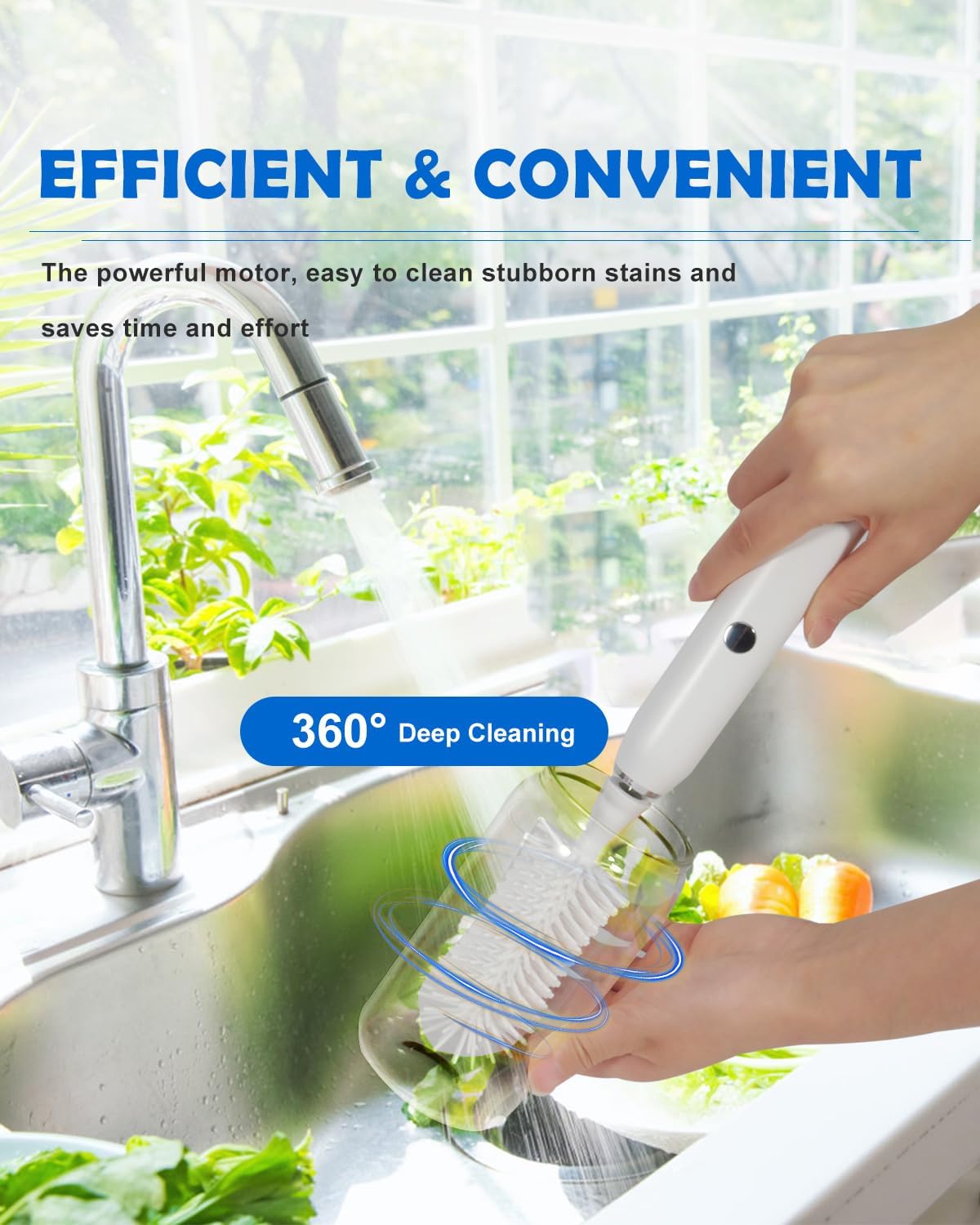 Electric Baby Bottle Brush – 4 Speeds, 1800 mAh Rechargeable, Silicone Bristles