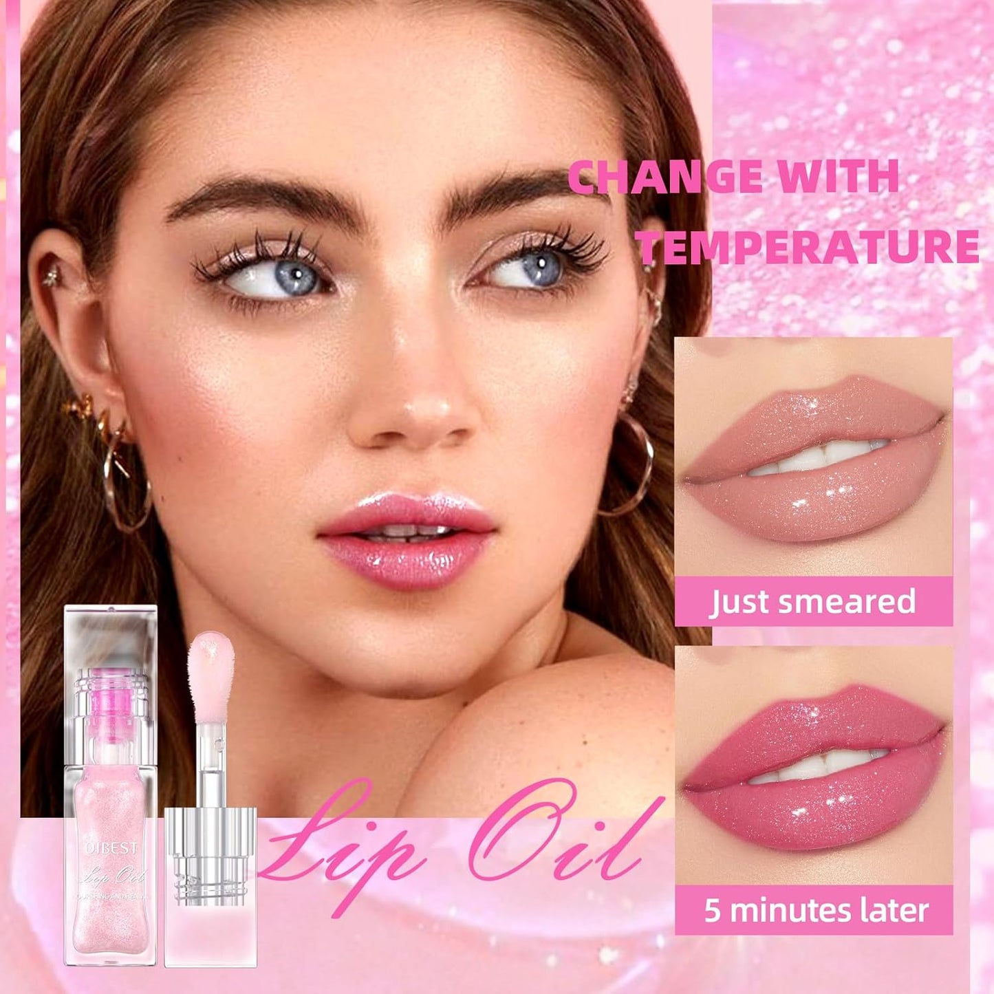 LANGMANNI 2‑Pc Hydrating Lip Glow Oil – Colour Changing, Non‑Sticky, Gloss Shine