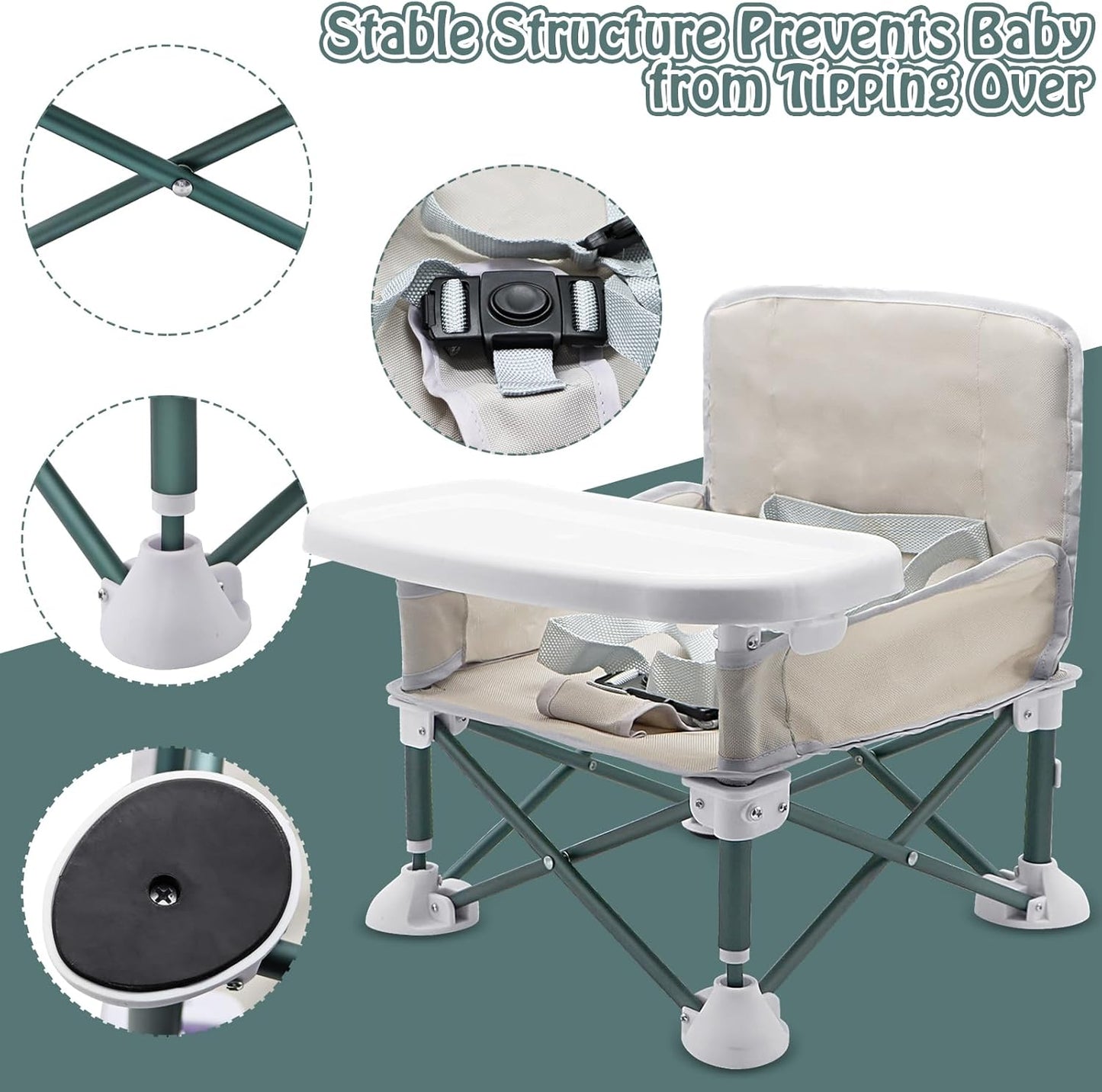 Portable Folding Baby Highchair with Tray Travel Booster Seat