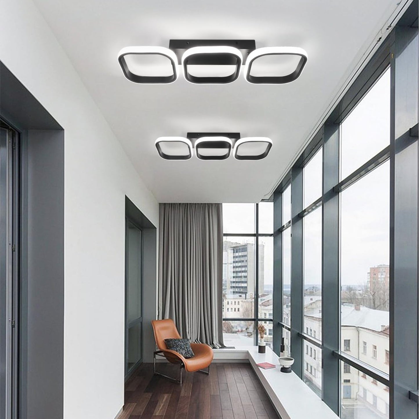 EIDISUNY 3‑Rectangle LED Ceiling Light 33W Cool White Modern Black/White