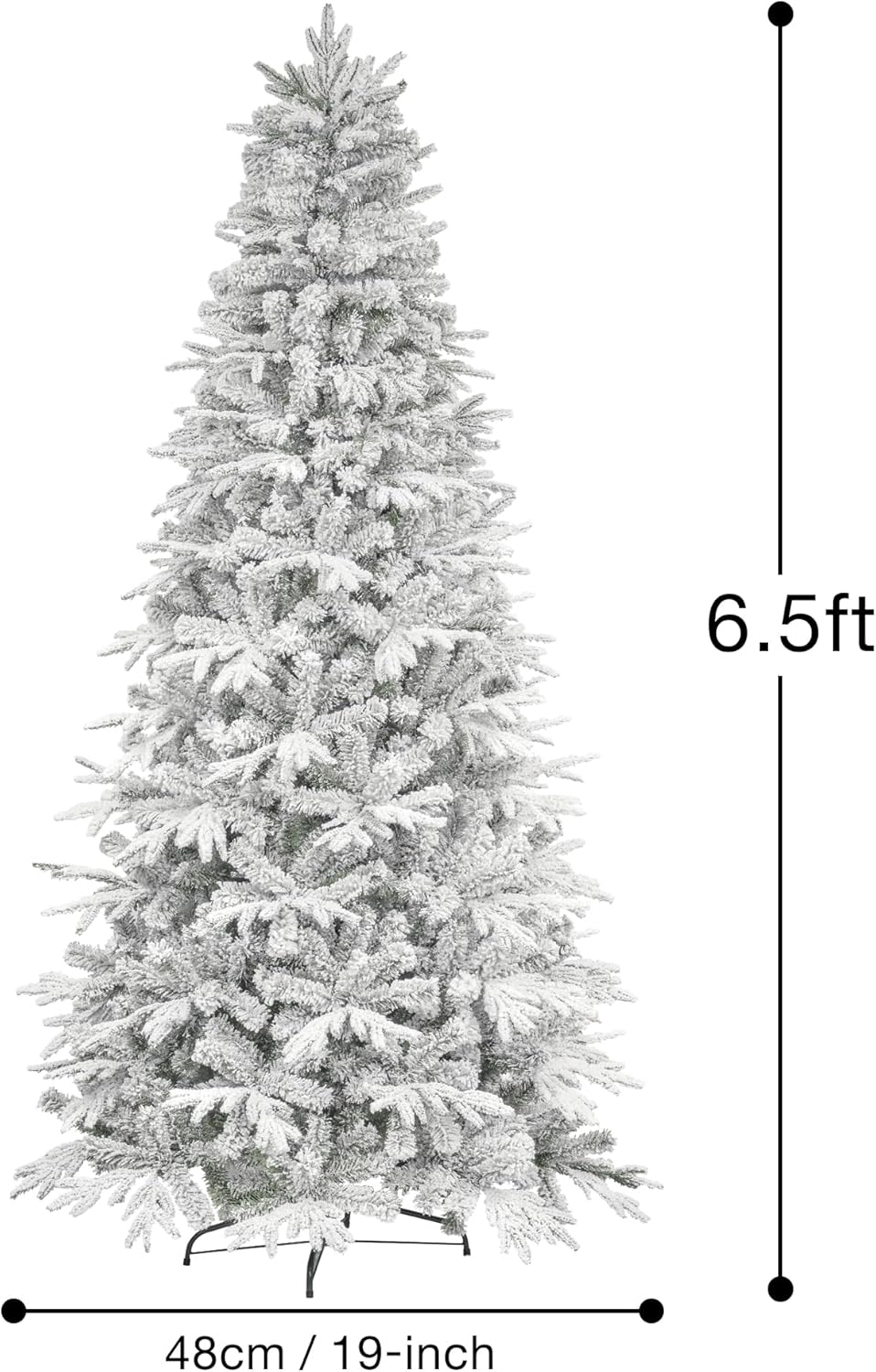 KI Store 6.5ft Flocked Christmas Tree Unlit Hinged Artificial Pine for Xmas Decor