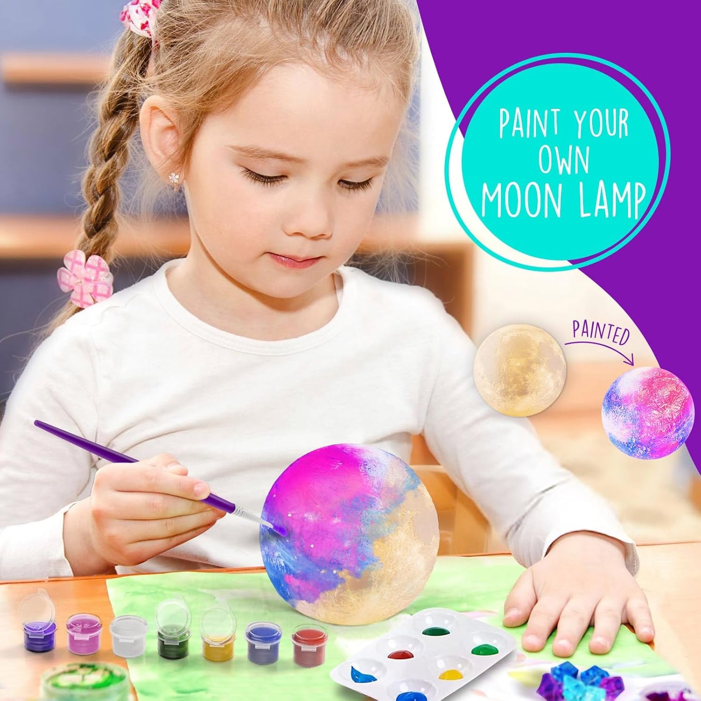 Unicorn Terrarium DIY Kit + Paintable Moon Lamp – Craft Set for Children 4-12 yrs