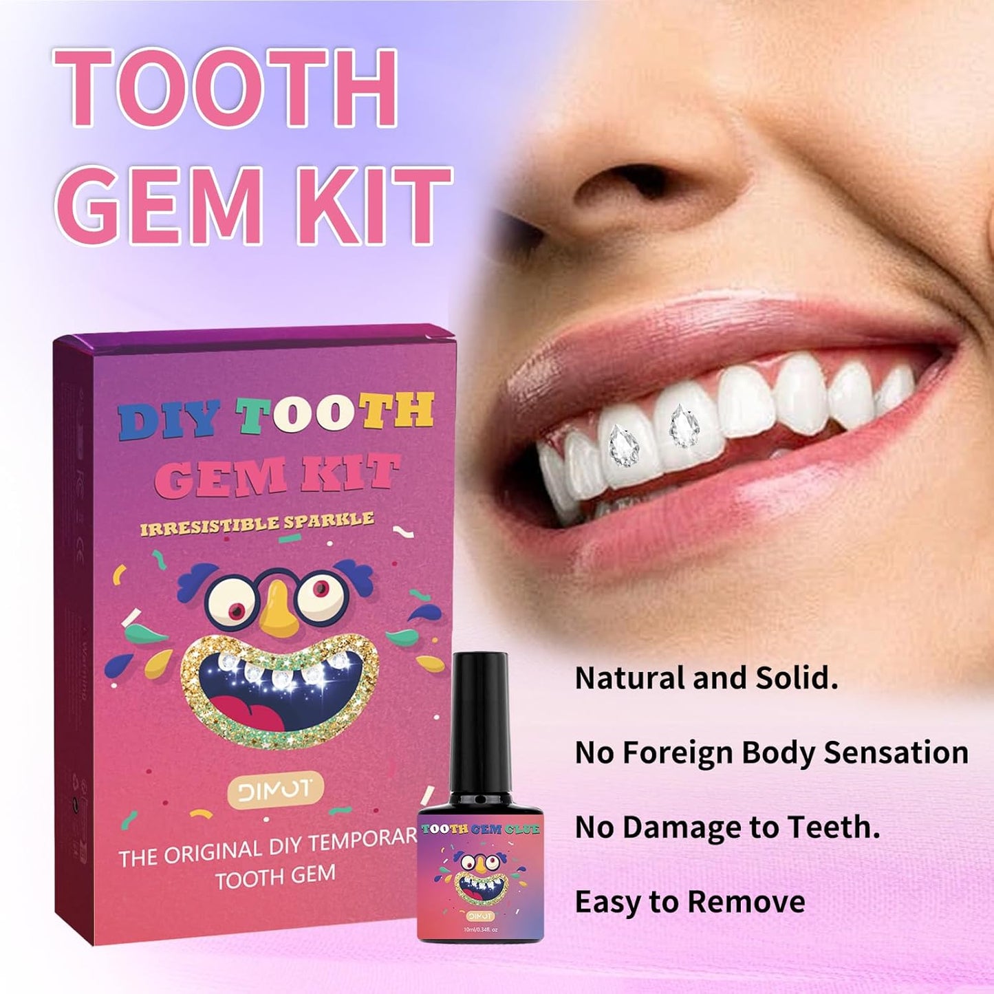Tseriact DIY Tooth Gem Kit – 125 Sparkling Crystals, Applicators & Adhesive