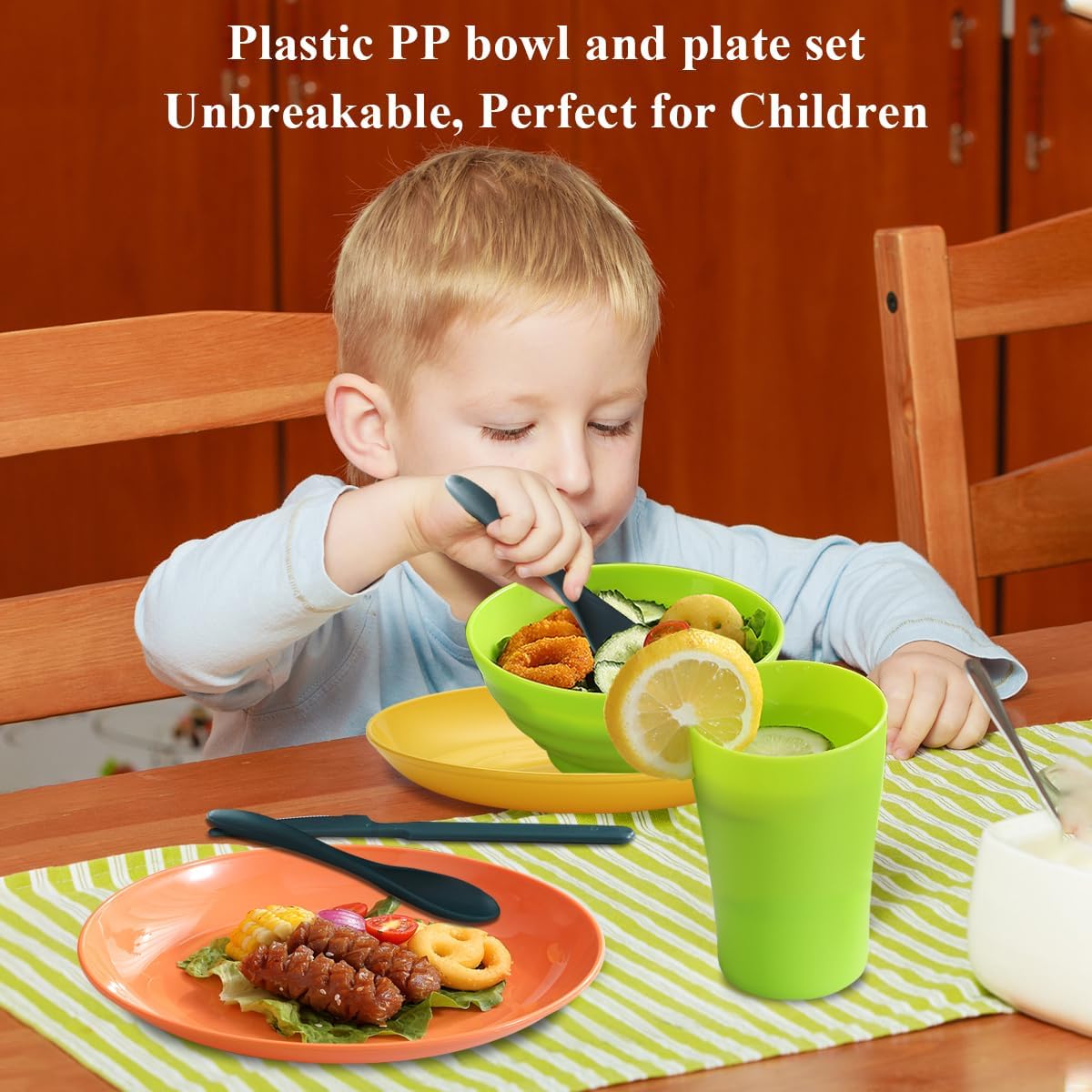 Evanda 28‑Piece Multi‑Colour Plastic Dinnerware Set – BPA‑Free, Microwave & Dishwasher Safe