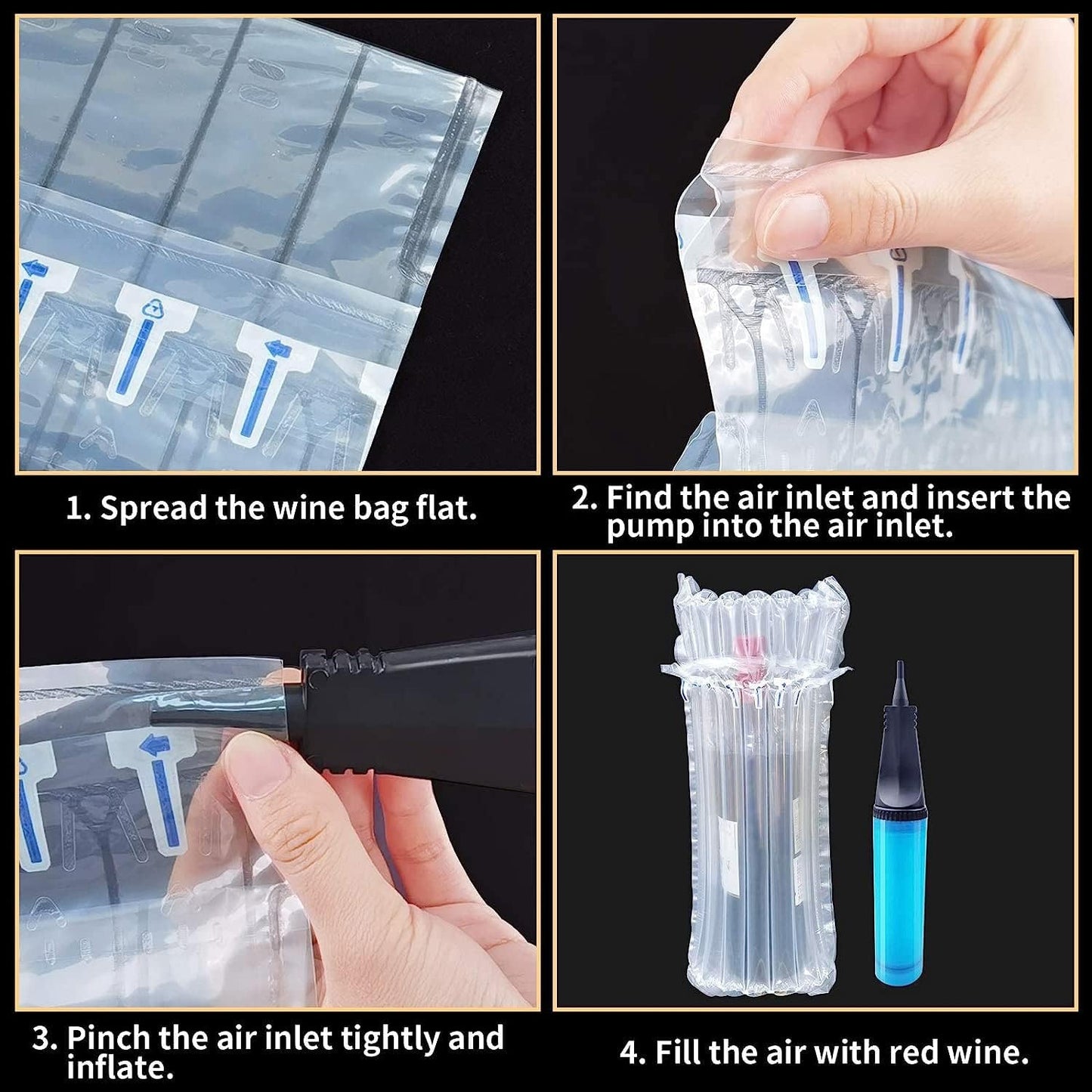 Conilly Wine Bottle Protector 10‑Pack w/ Inflator Pump – Reusable, 360° Protection