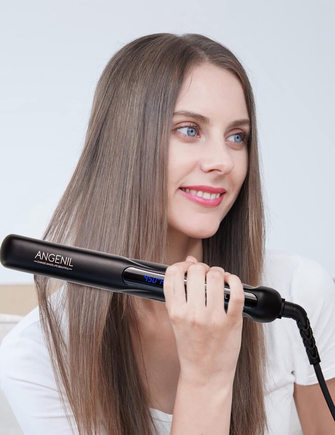 ANGENIL 2‑in‑1 Ceramic Tourmaline Mini Hair Straightener & Curler – UK
