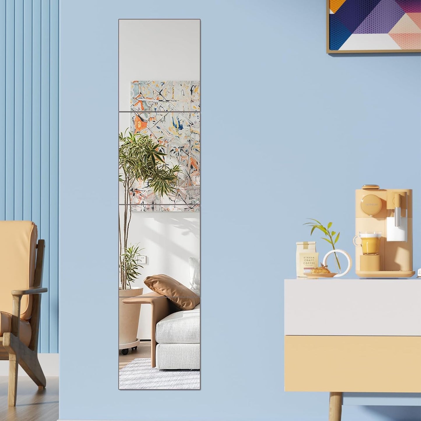Bosdontek Self‑Adhesive Acrylic Mirror Tiles 30×20 cm – Shatter‑Proof, Flexible Decor