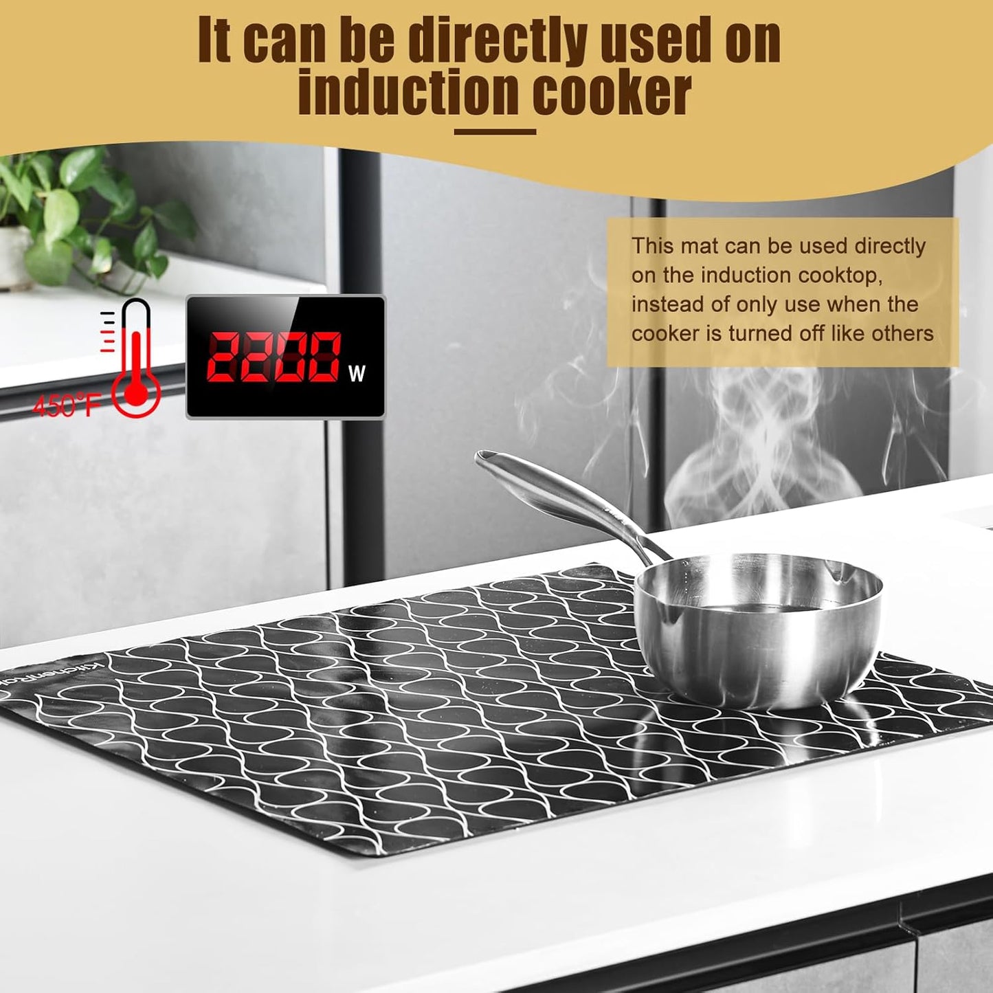KitchenRaku Magnetic Induction Hob Protector Mat 61×53 cm – Silicone Cover