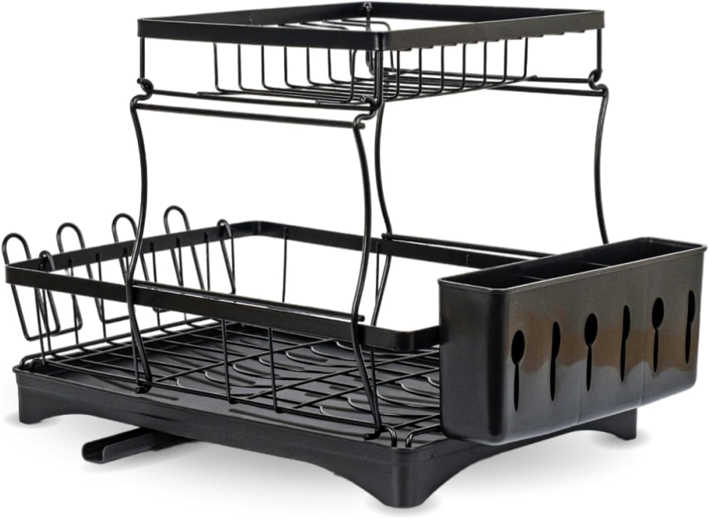 WOWZILLA 2-Tier Black Stainless Steel Dish Drainer – Space-Saving & Rust-Proof