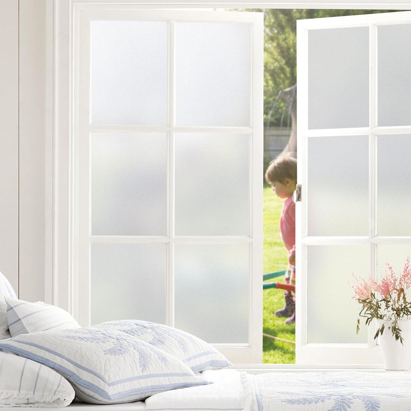 Lifetree Frosted Opaque Privacy Window Film – UV Sun‑Blocker, Static Cling