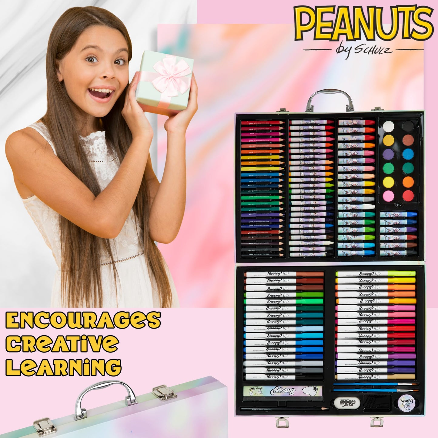 Peanuts Snoopy 140+ Piece Kids Art Set with Carry Case - Official Merchandise