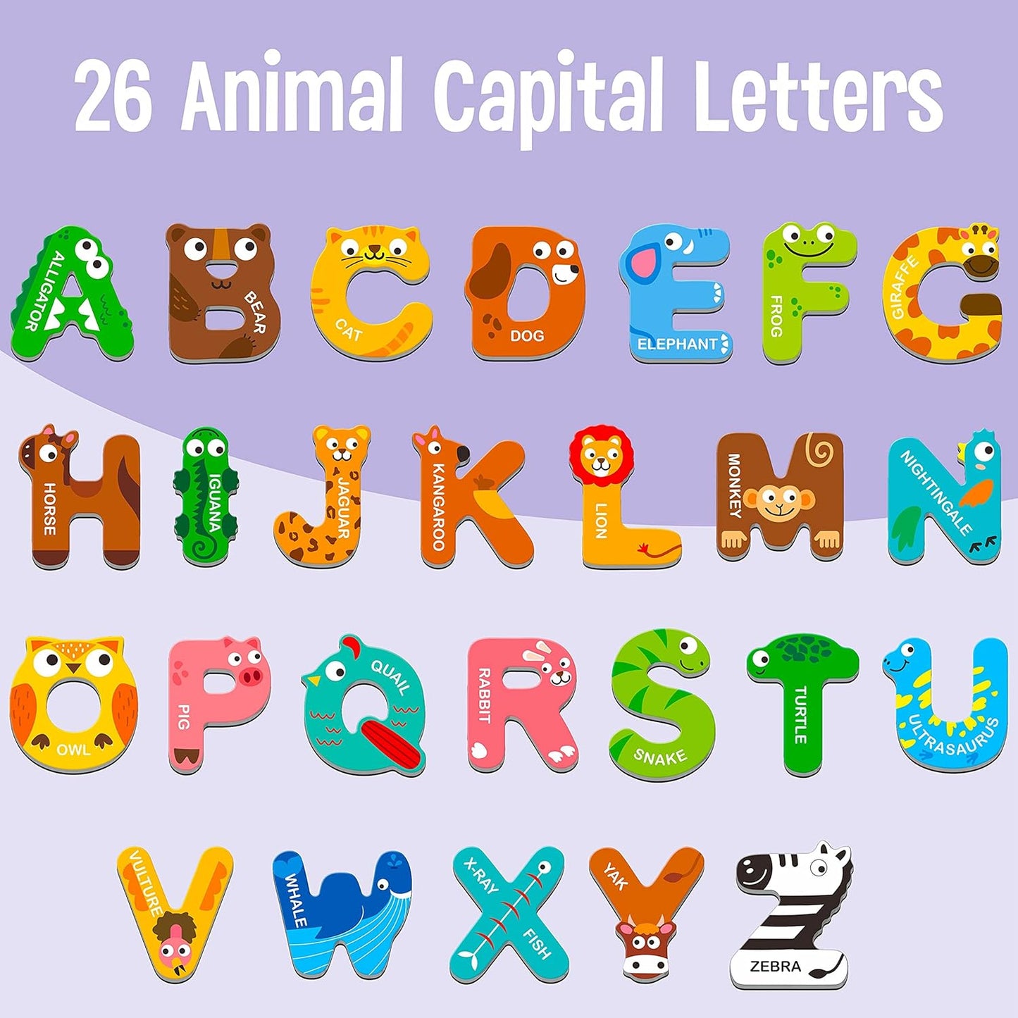 Large Magnetic Animal Alphabet Letters – Safe, Colourful ABC Learning Magnets