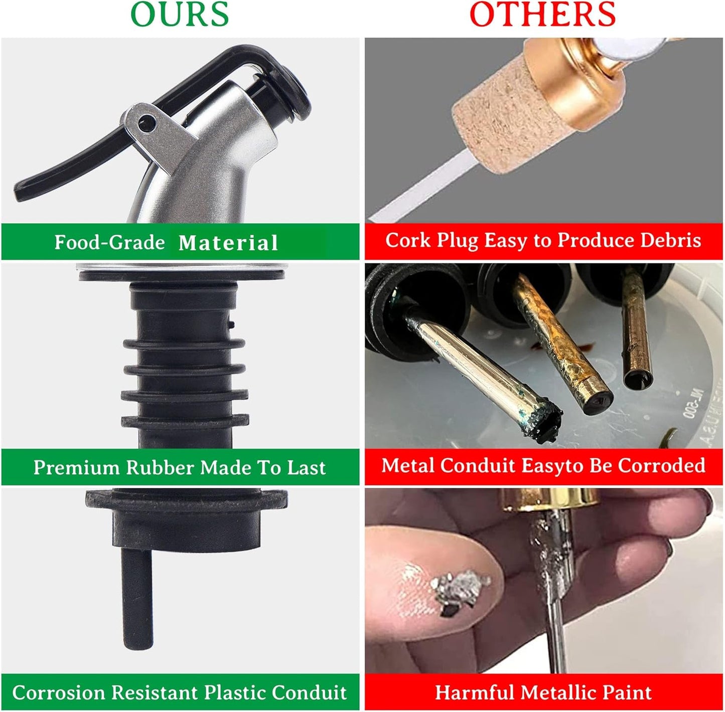 Ezebesta 470ml Lead-free Extra Virgin Olive Oil Glass Dispensers with Nozzles and Customized Elegant Labels