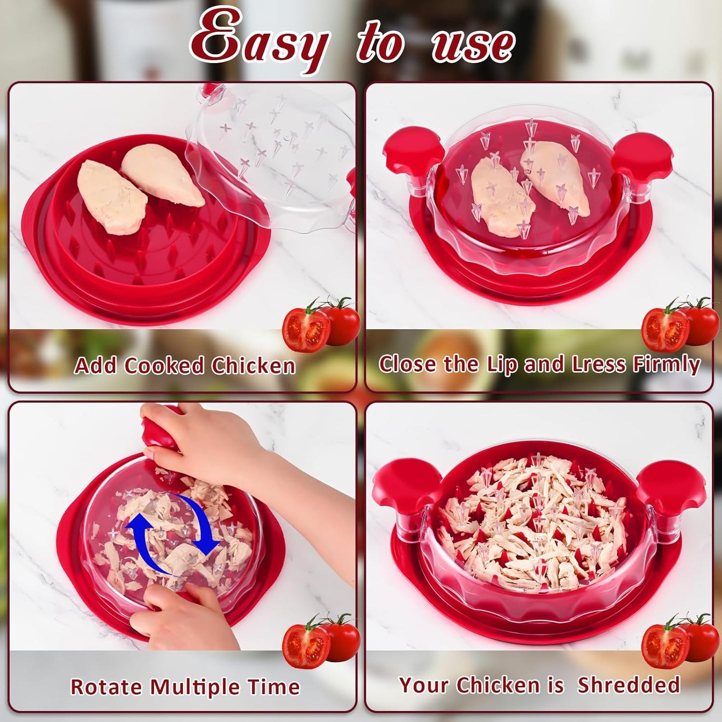 Meat Shredder with Clear Lid Ergonomic Handle – Easy Chicken & Pork Shredding